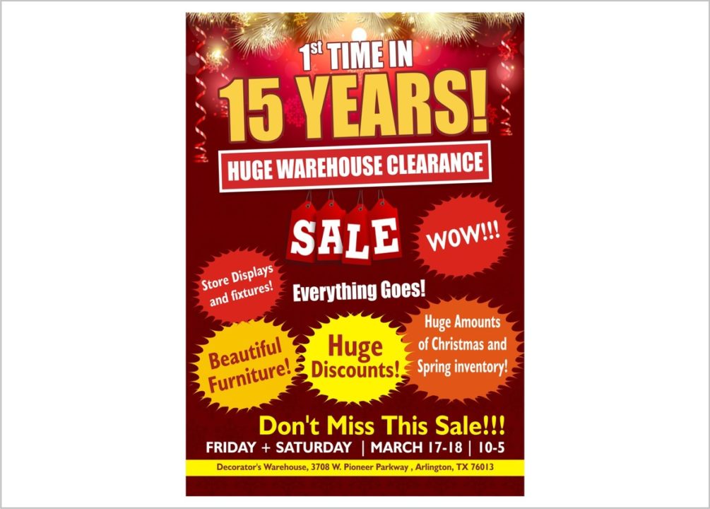 Huge Warehouse Clearance Flyers