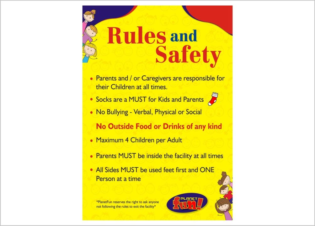 Planet Fun Rules Safety Flyers